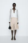 Massimo Dutti Bermuda Fluide À Plis In White