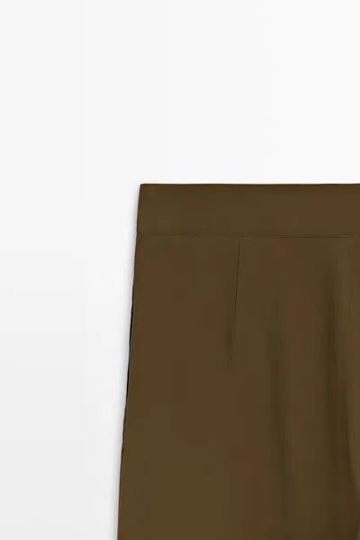 Massimo Dutti Flowing Pleated Full Look Pants In Brown