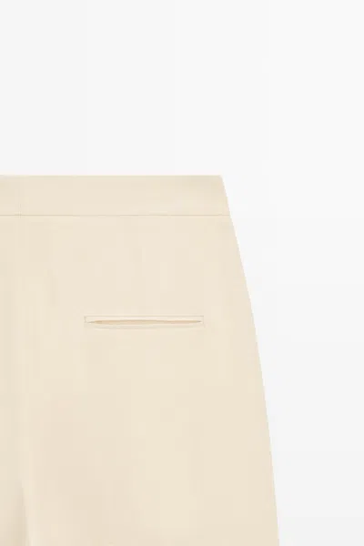 Massimo Dutti Flowing Pleated Pants In Neutral
