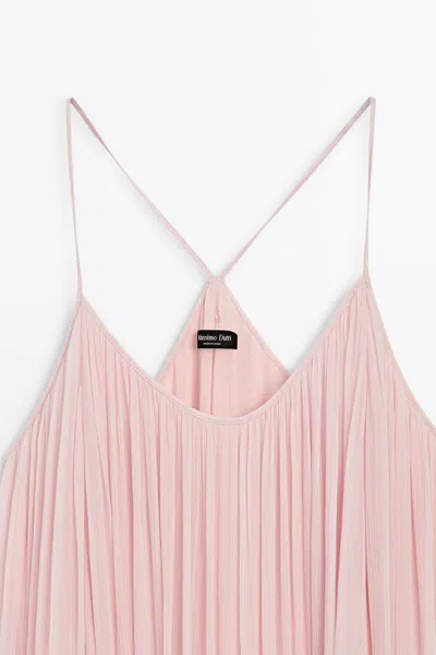 Massimo Dutti Flowing Pleated Spaghetti Strap Dress In Purple