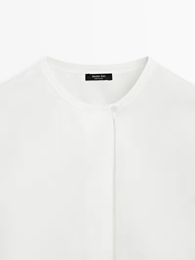 Massimo Dutti Flowing Poplin Shirt In White