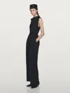 Massimo Dutti Flowing Satin Jumpsuit In Black