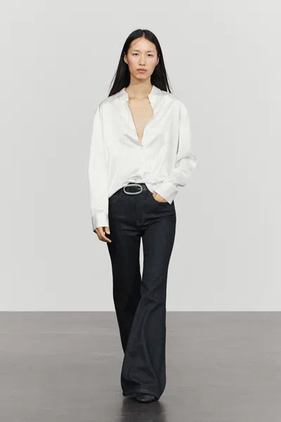 Massimo Dutti Camicia Morbida Satinata In White