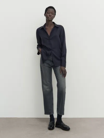 Massimo Dutti Fliessendes Hemd In Tiefblau