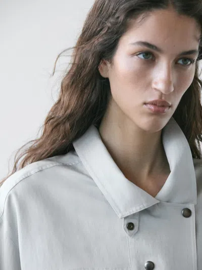 Massimo Dutti Flowing Shirt With Button Details In White