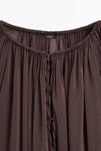 Massimo Dutti Flowing Shirt With Gathered Details In Brown