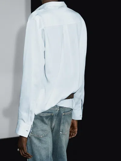 Massimo Dutti Flowing Shirt With Shirt Collar In Blue