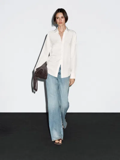 Massimo Dutti Flowing Shirt With Shirt Collar In White