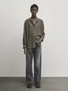 Massimo Dutti Fliessendes Hemd Mit Maokragen In Braun