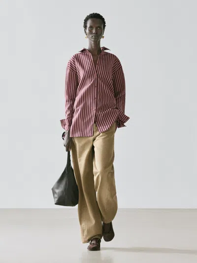 Massimo Dutti Flowing Shirt With Striped Detailing In Multi