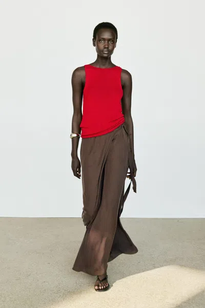 Massimo Dutti Flowing Skort In Brown