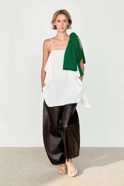 Massimo Dutti Flowing Spaghetti Strap Top In White