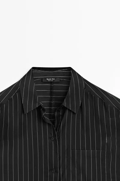 Massimo Dutti Flowing Striped Shirt In Black