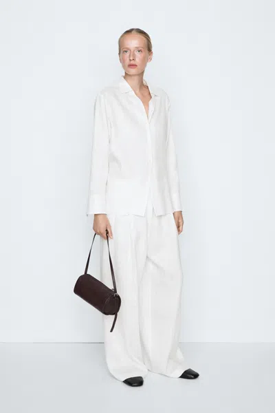 Massimo Dutti Chemise Fluide Rayée In Cru