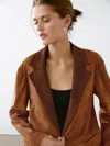 Massimo Dutti Flowing Suede Leather Blazer In Multi