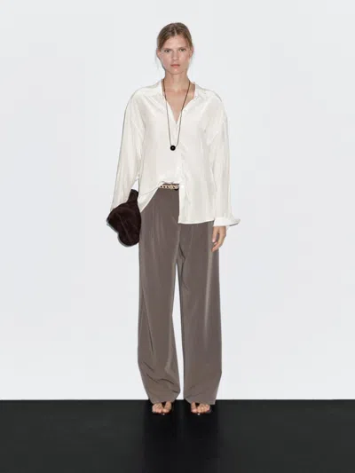 Massimo Dutti Flowing Technical Fabric Shirt In White