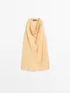 Massimo Dutti Top Fluido Escote Drapeado In Yellow