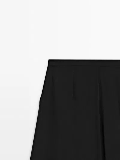 Massimo Dutti Flowing Trousers With Darts In Black