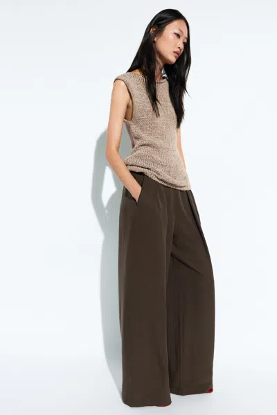 Massimo Dutti Flowing Wide In Brown