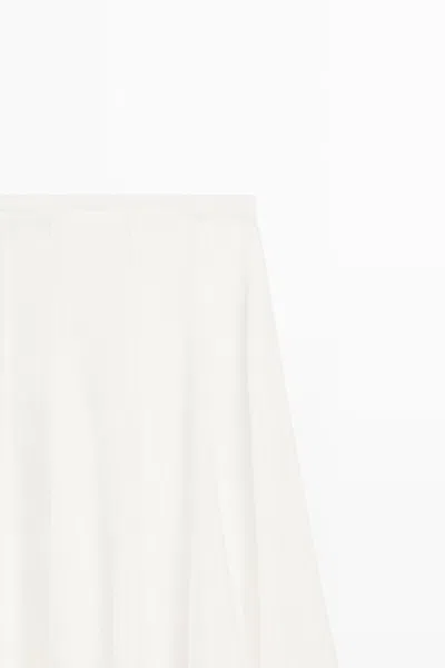 Massimo Dutti Flowy Flared Midi Skirt In White