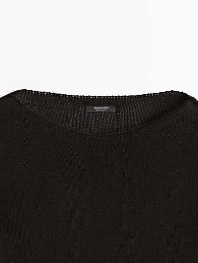 Massimo Dutti Fluid Knit Boat Neck Sweater In Black