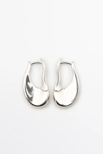 Massimo Dutti Fluid Line Hoop Earrings In Silver