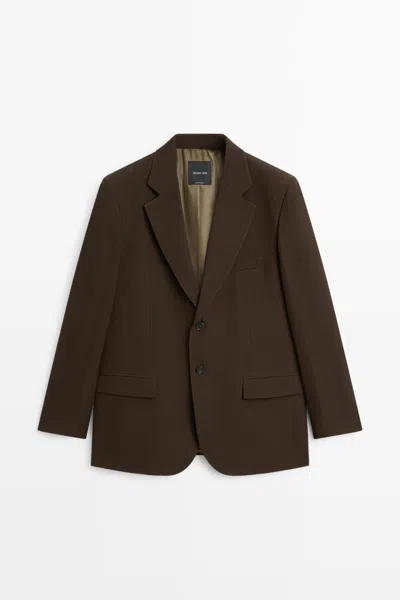 Massimo Dutti Saco Fluido Mezcla Lana In Marrón