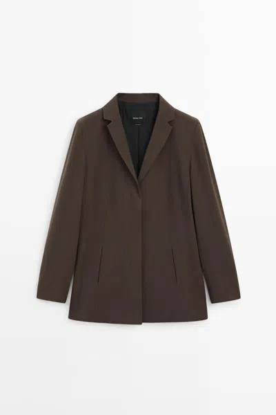 Massimo Dutti Americana Fluida Con Lana In Marrón