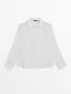 Massimo Dutti Fringed Ramie Blend Shirt In Cream