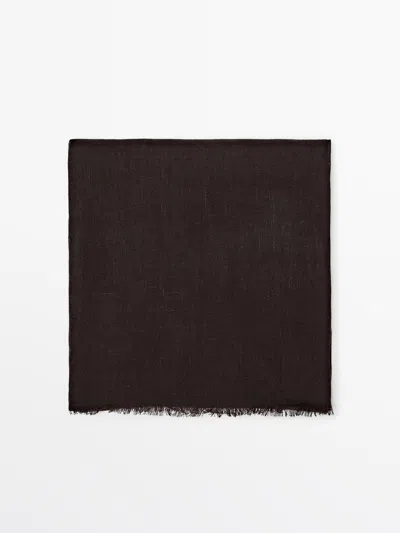 Massimo Dutti Fular Liso 100% Lino In Brown