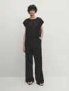 Massimo Dutti Schwarze Hose In Full-length Mit Bundfalten In Schwarz