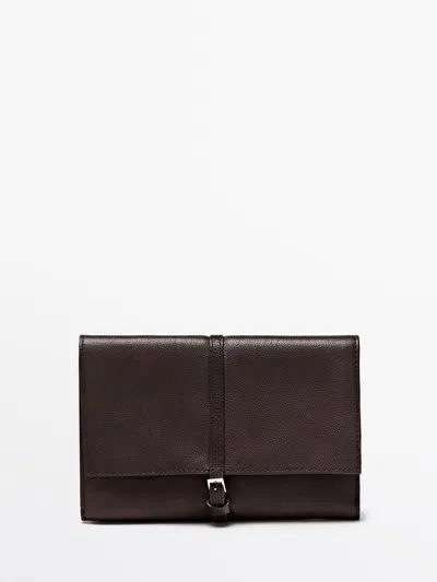 Massimo Dutti Funda Accesorios Tech Piel Napa In Brown