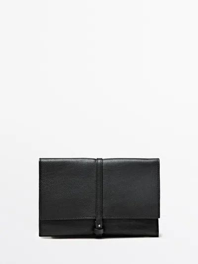 Massimo Dutti Funda De Viaje Piel Napa In Black