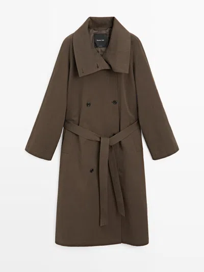 Massimo Dutti Gabardina Trench Cuello Alto In Brown
