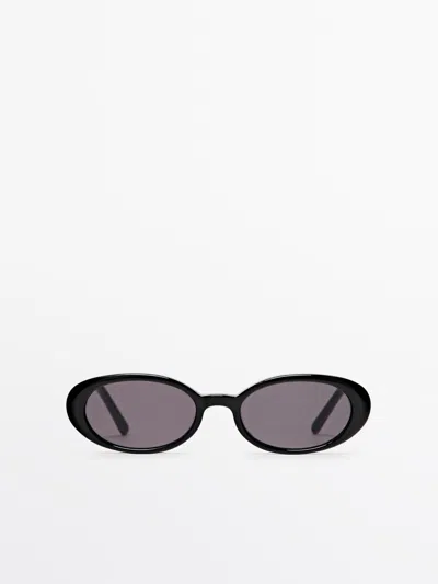 Massimo Dutti Gafa De Sol Mini Ovalada In Black