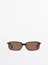 Massimo Dutti Gafa De Sol Rectangular Combinada In Neutral