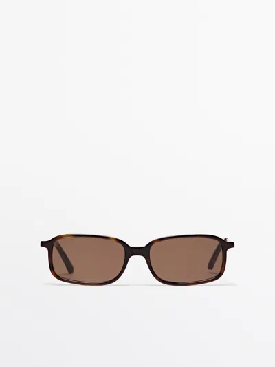 Massimo Dutti Gafa De Sol Rectangular Combinada In Brown