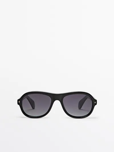 Massimo Dutti Gafas De Sol Aviador In Black