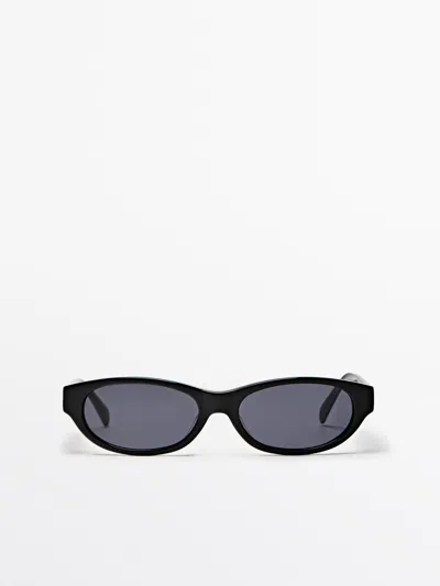 Massimo Dutti Gafas De Sol Estrechas In Black