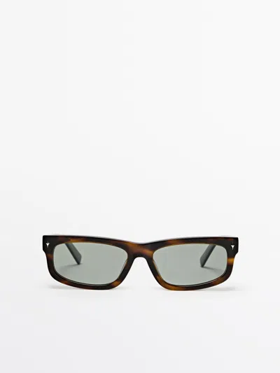 Massimo Dutti Gafas De Sol Estrechas In Brown