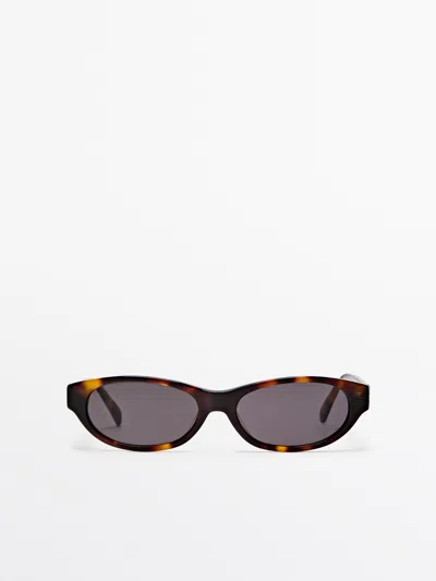 Massimo Dutti Gafas De Sol Estrechas Efecto Carey In Brown