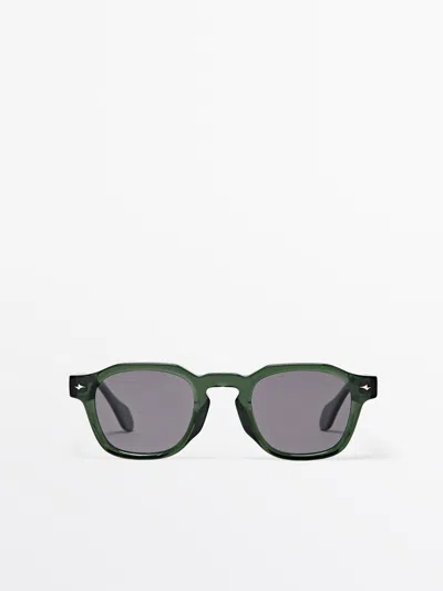 Massimo Dutti Gafas De Sol Geométricas In Green