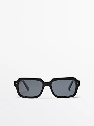 Massimo Dutti Gafas De Sol Rectangulares In Black