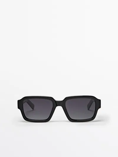 Massimo Dutti Gafas De Sol Rectangulares In Black