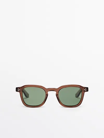 Massimo Dutti Gafas De Sol Redondas In Brown