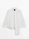 Massimo Dutti Gathered Cotton Shirt With Contrast Buttons In White