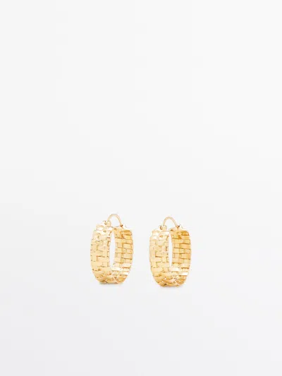 Massimo Dutti Plaited Hoop Earrings In Golden