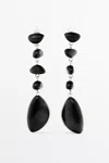 Massimo Dutti Gem Dangle Earrings In Black