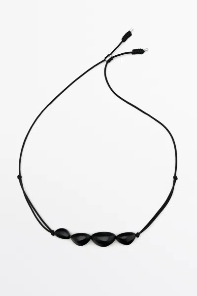 Massimo Dutti Gem Necklace In Black