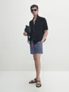 Massimo Dutti Badeanzug Mit Geometrischem Print In Marineblau